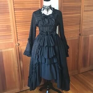 Dark Marie Antoinette Gothic Lolita Victorian Cosplay Gown w/ Bows S
